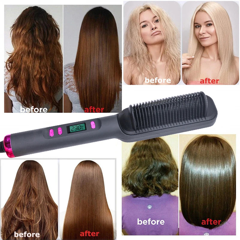 Bivolt Easy Hair Straightening Brush for Styling